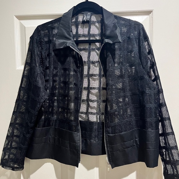 ravel Mesh Zip-Up Collared Jacket - Picture 2 of 4